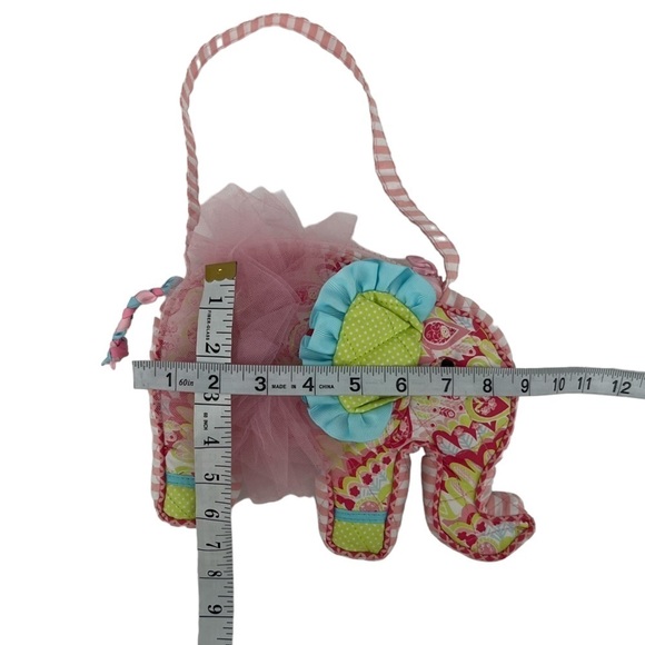 Elephant Pink Blue Paisley Tulle Hand Bag Purse - Picture 5 of 5